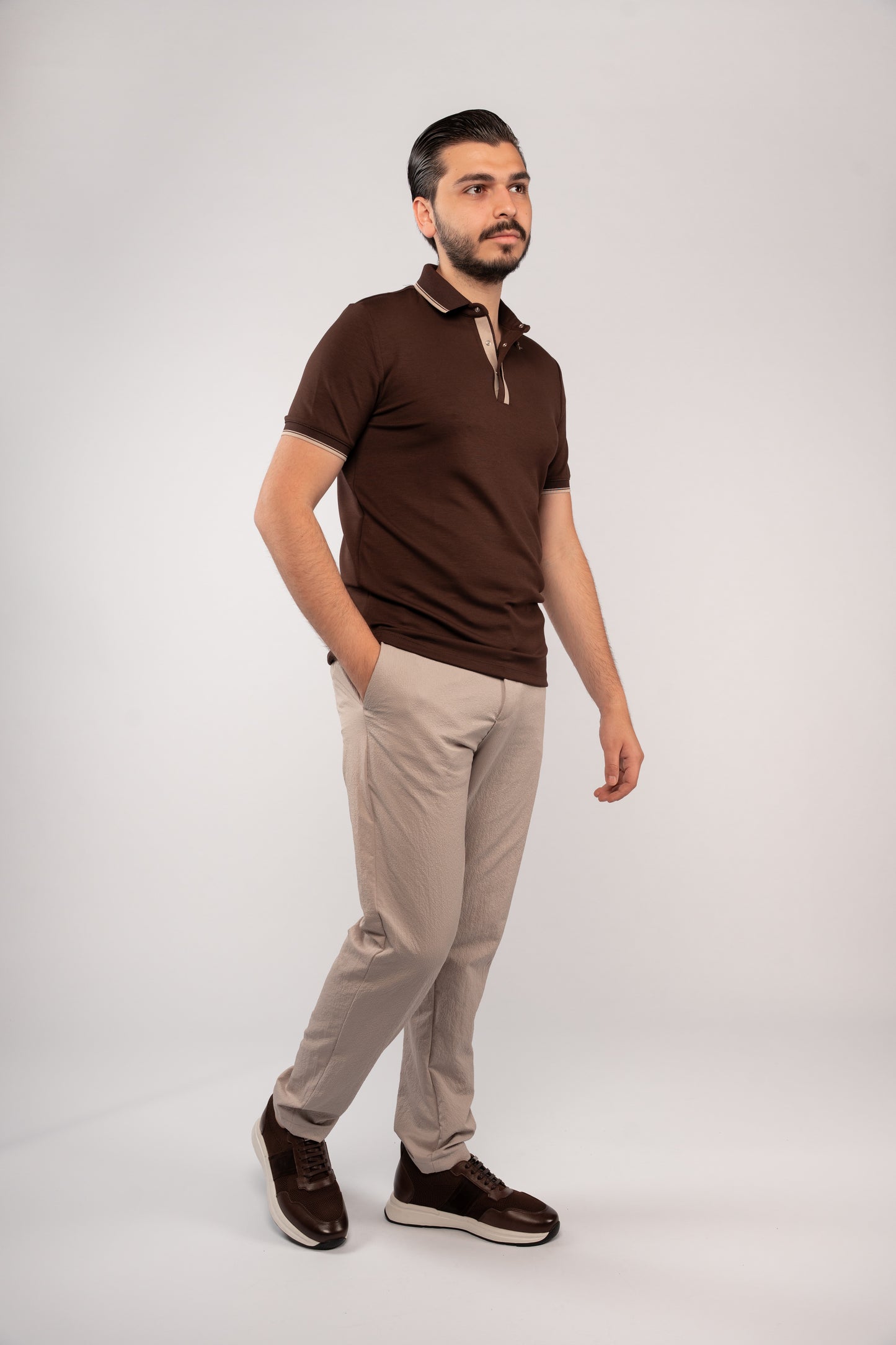 BROWN CLIP BUTTON POLO