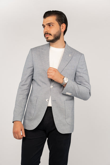 BLUE SEMI LINEN BLAZER
