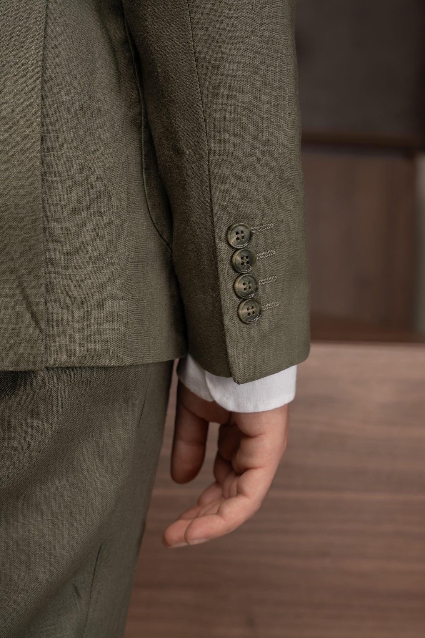 OLIVE CASUAL LINEN SUIT