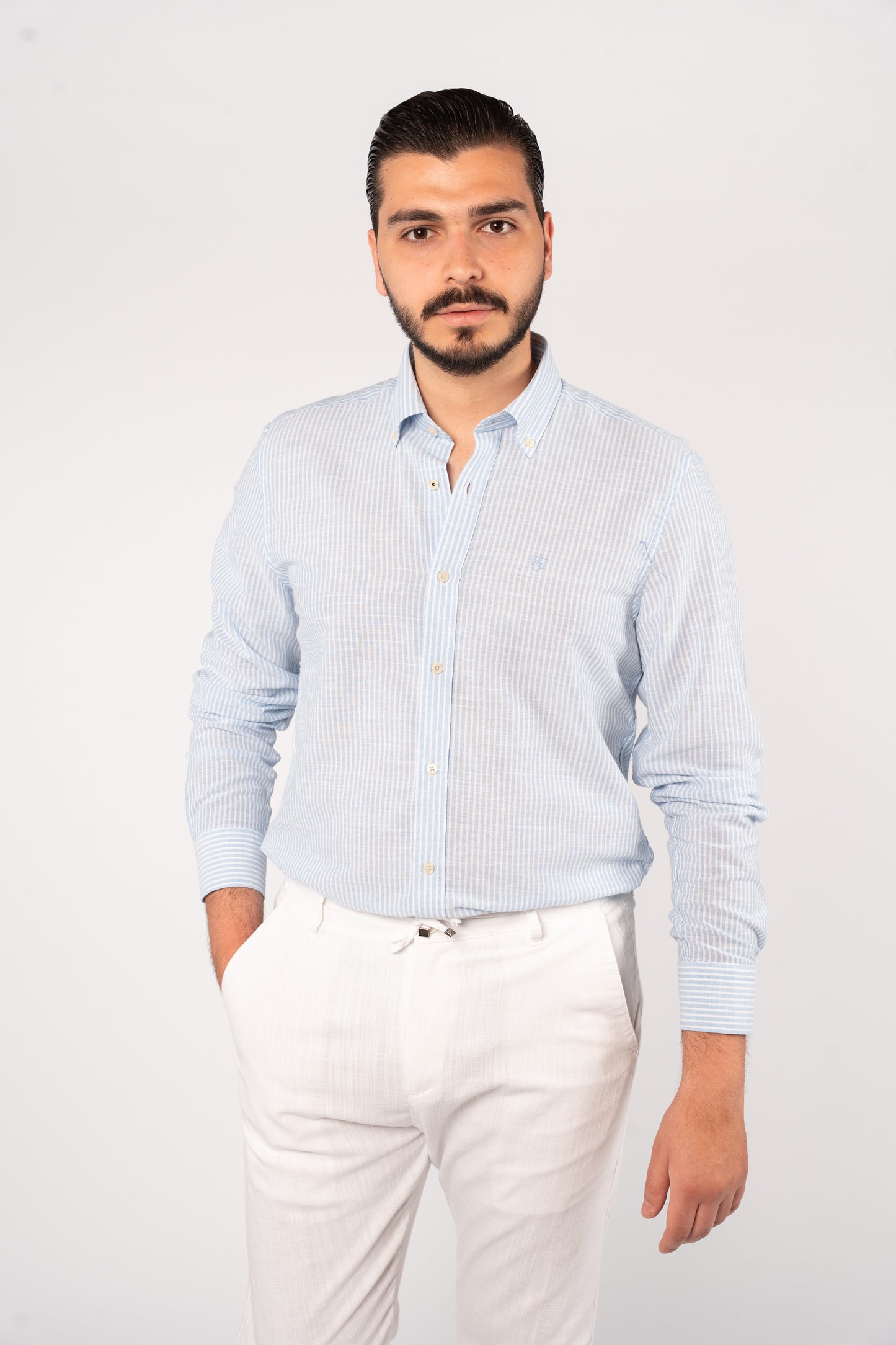 BLUE LINED OXFORD SHIRT