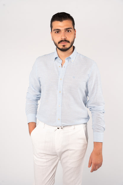 BLUE LINED OXFORD SHIRT