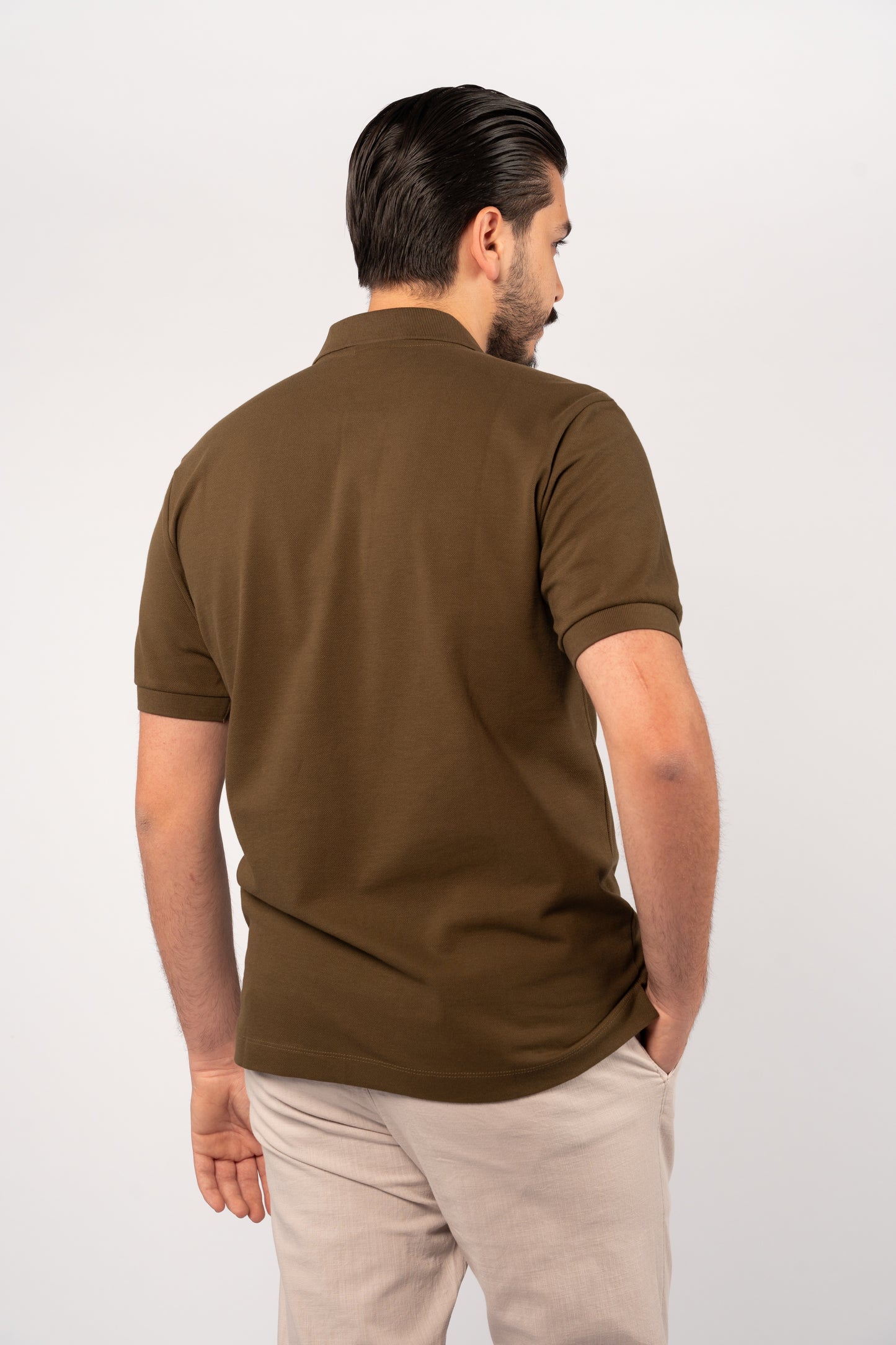 OLIVE CASUAL BUTTON POLO