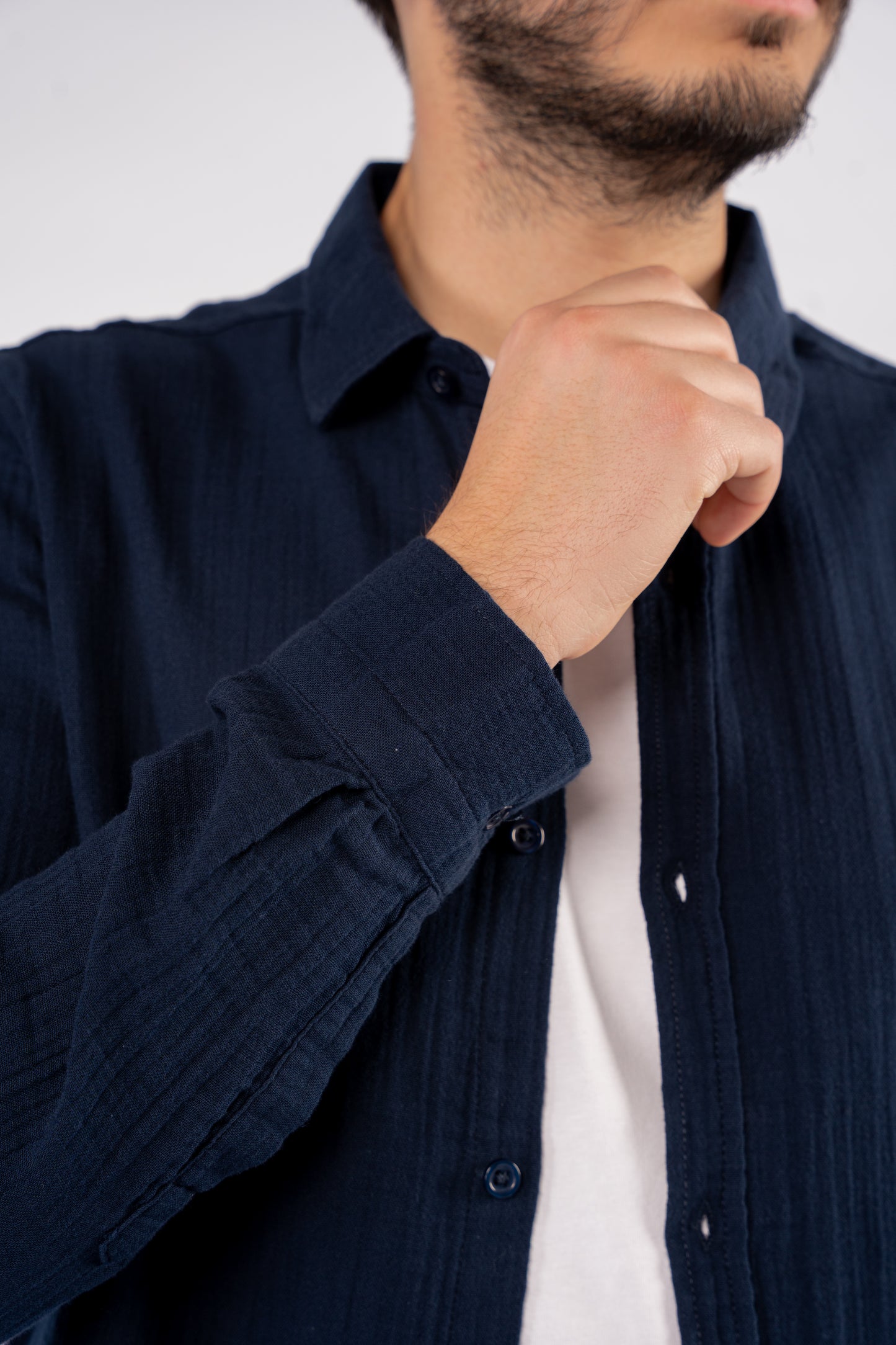 NAVY DOUBLE GAUZE SHIRT