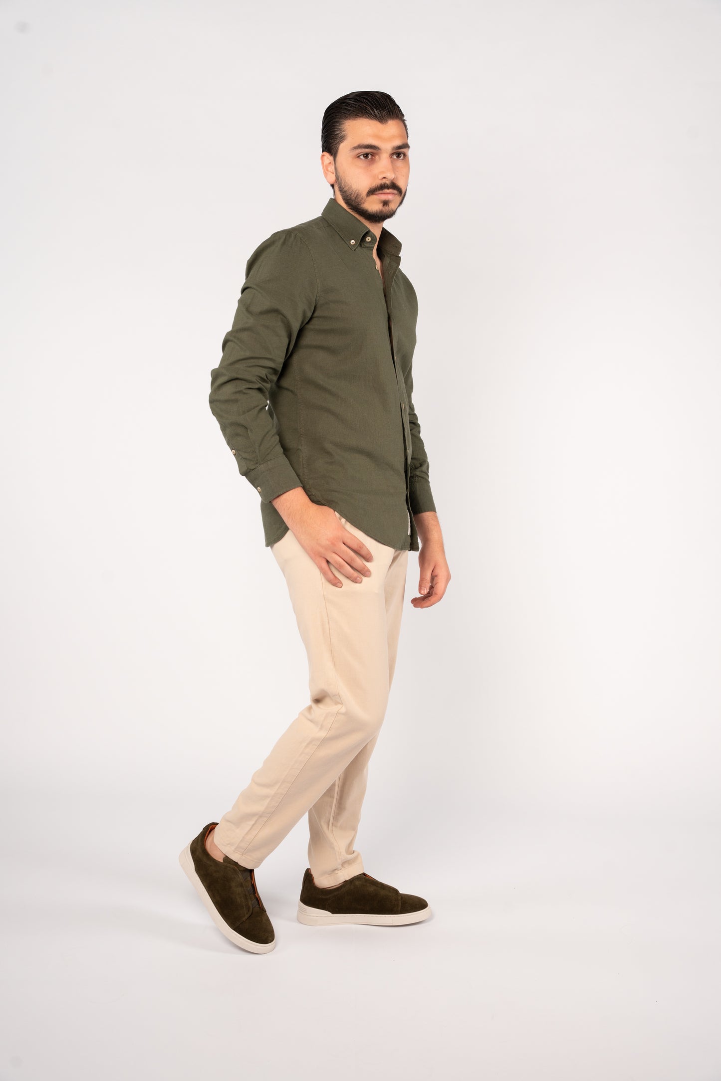 OLIVE LINEN SHIRT