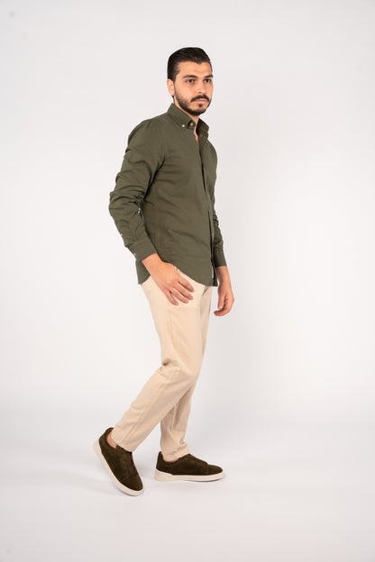 OLIVE LINEN SHIRT