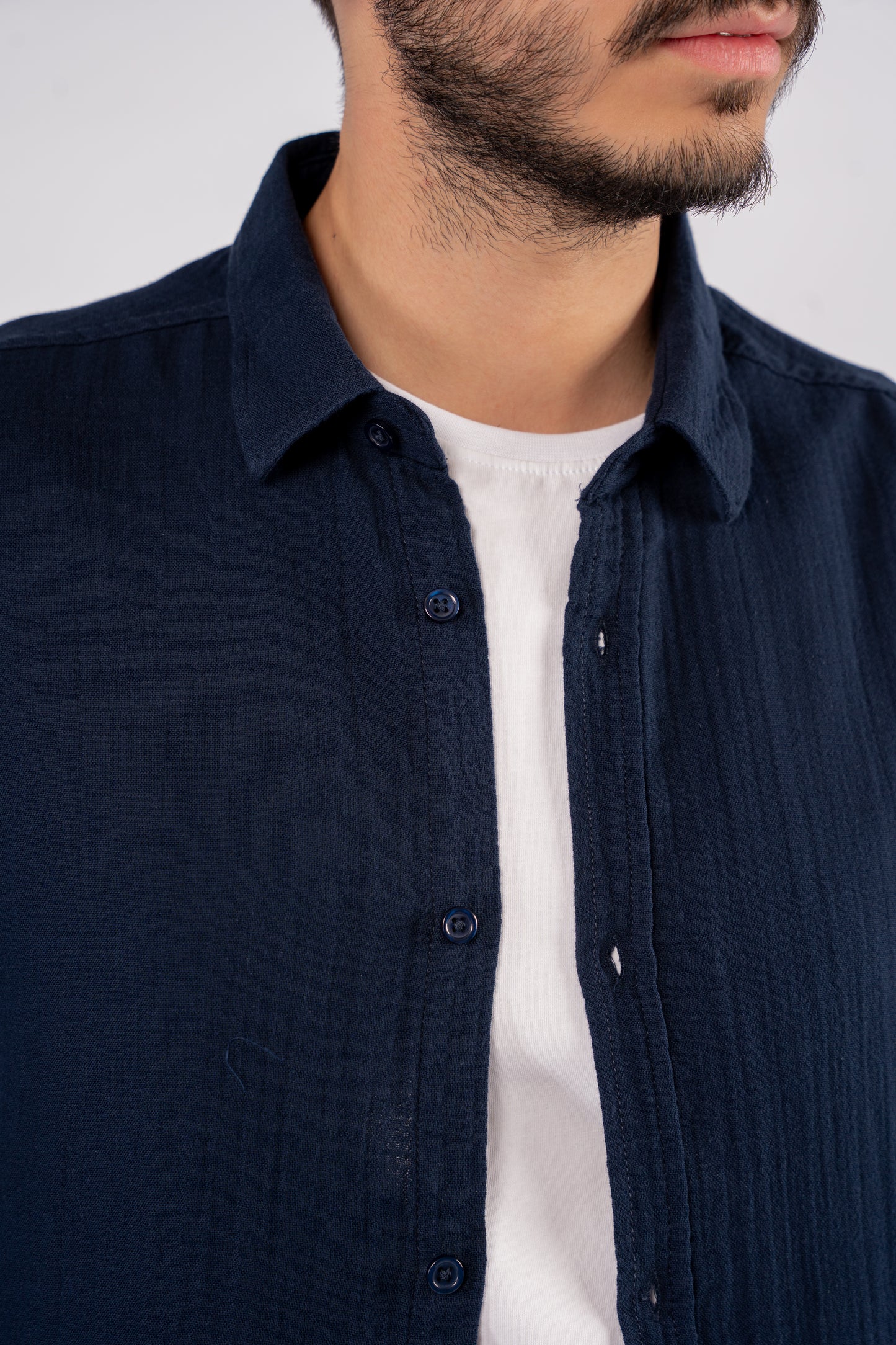 NAVY DOUBLE GAUZE SHIRT