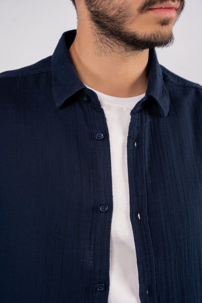 NAVY DOUBLE GAUZE SHIRT