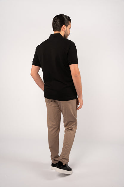 BLACK CASUAL BUTTON POLO