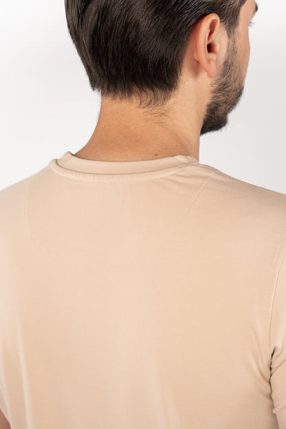 BEIGE CASUAL RAYON TSHIRT