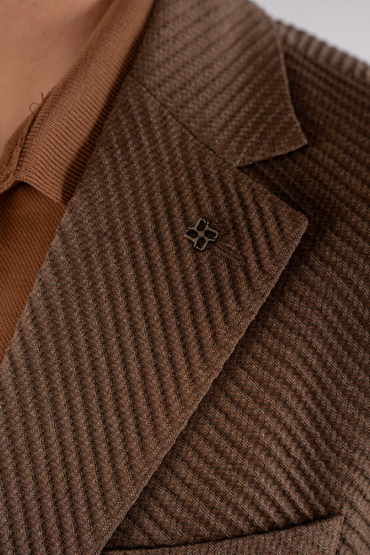 MOCHA DIAGONAL TEXTURE BLAZER