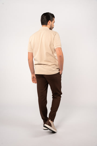 BEIGE CASUAL BUTTON POLO