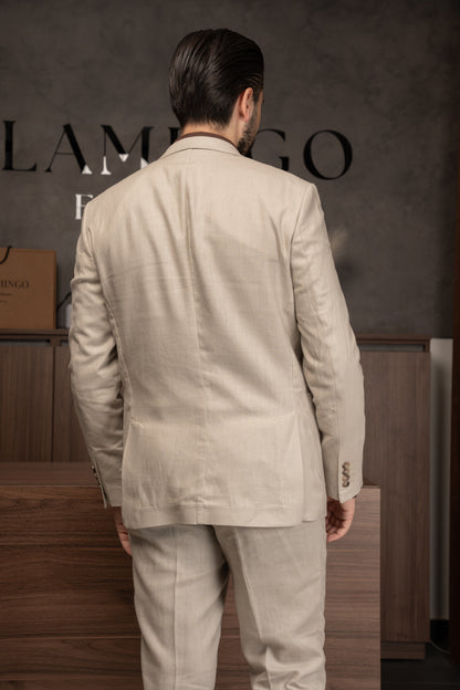 BEIGE CASUAL LINEN SUIT