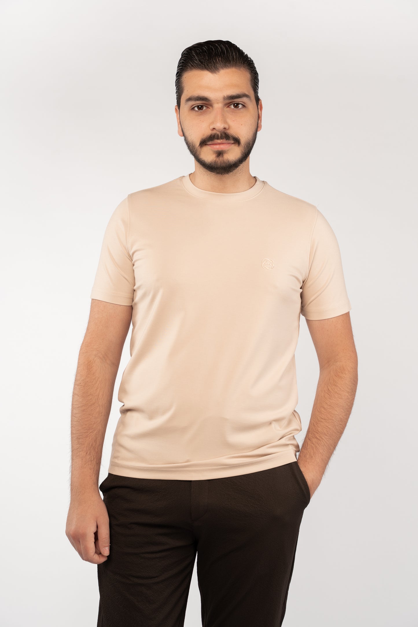 BEIGE CASUAL RAYON TSHIRT