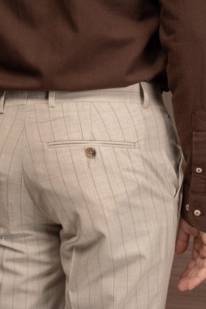 BEIGE LINED DOBETTI SUIT