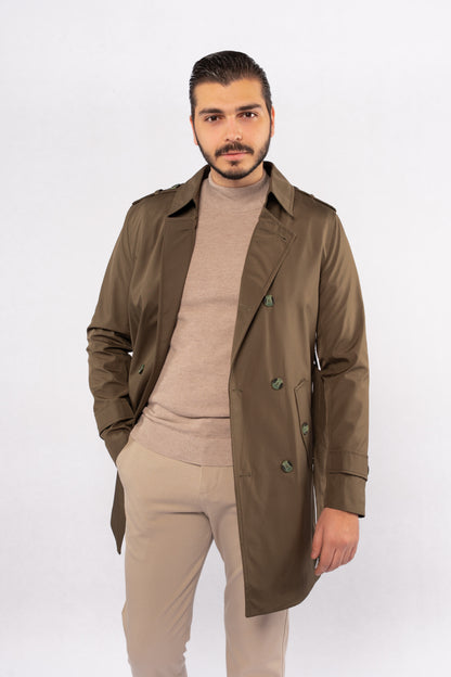 OLIVE ELEGANCE TRENCH COAT