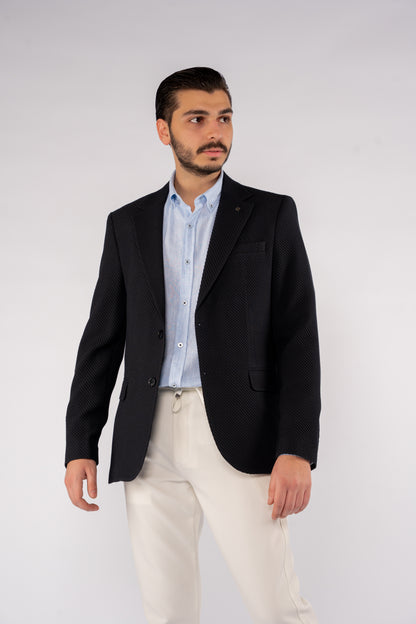 NAVY DIAGONAL TEXTURE BLAZER