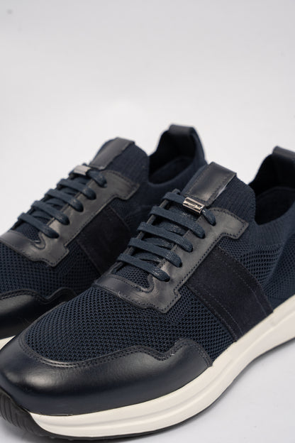 NAVY MIX MATERIAL SNEAKER