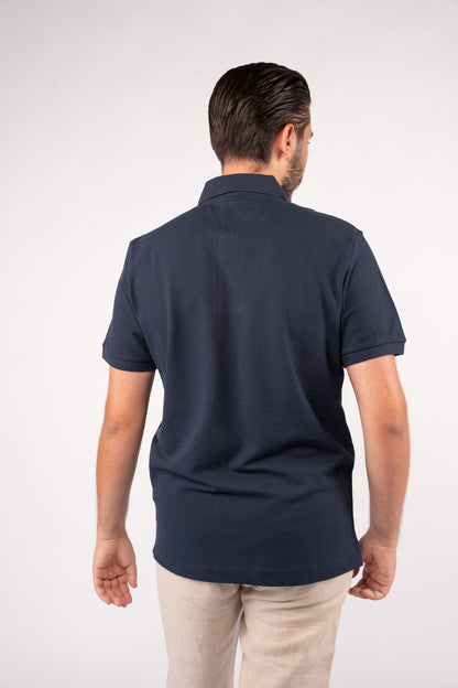 NAVY CATCH BUTTON POLO