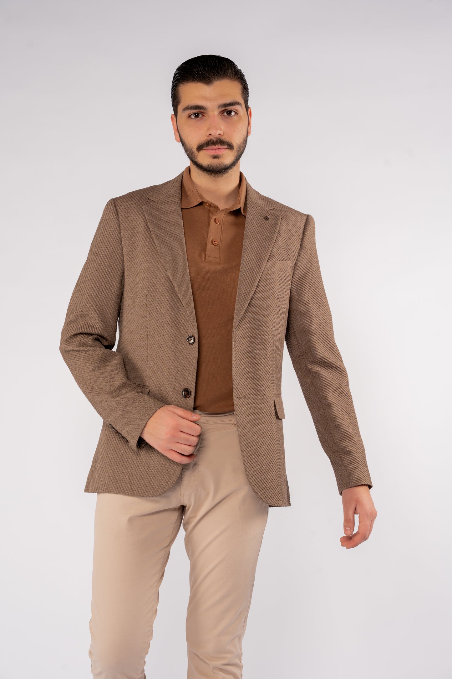 MOCHA DIAGONAL TEXTURE BLAZER