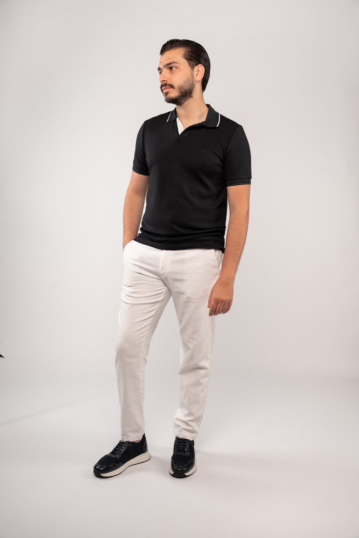 NAVY CASUAL VNECK POLO