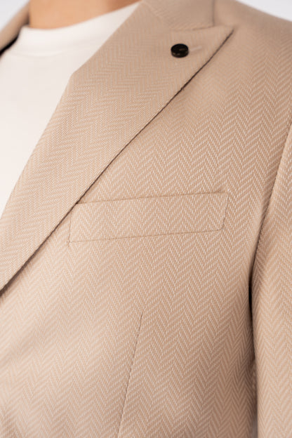 BEIGE ZIGZAG TEXTURE BLAZER