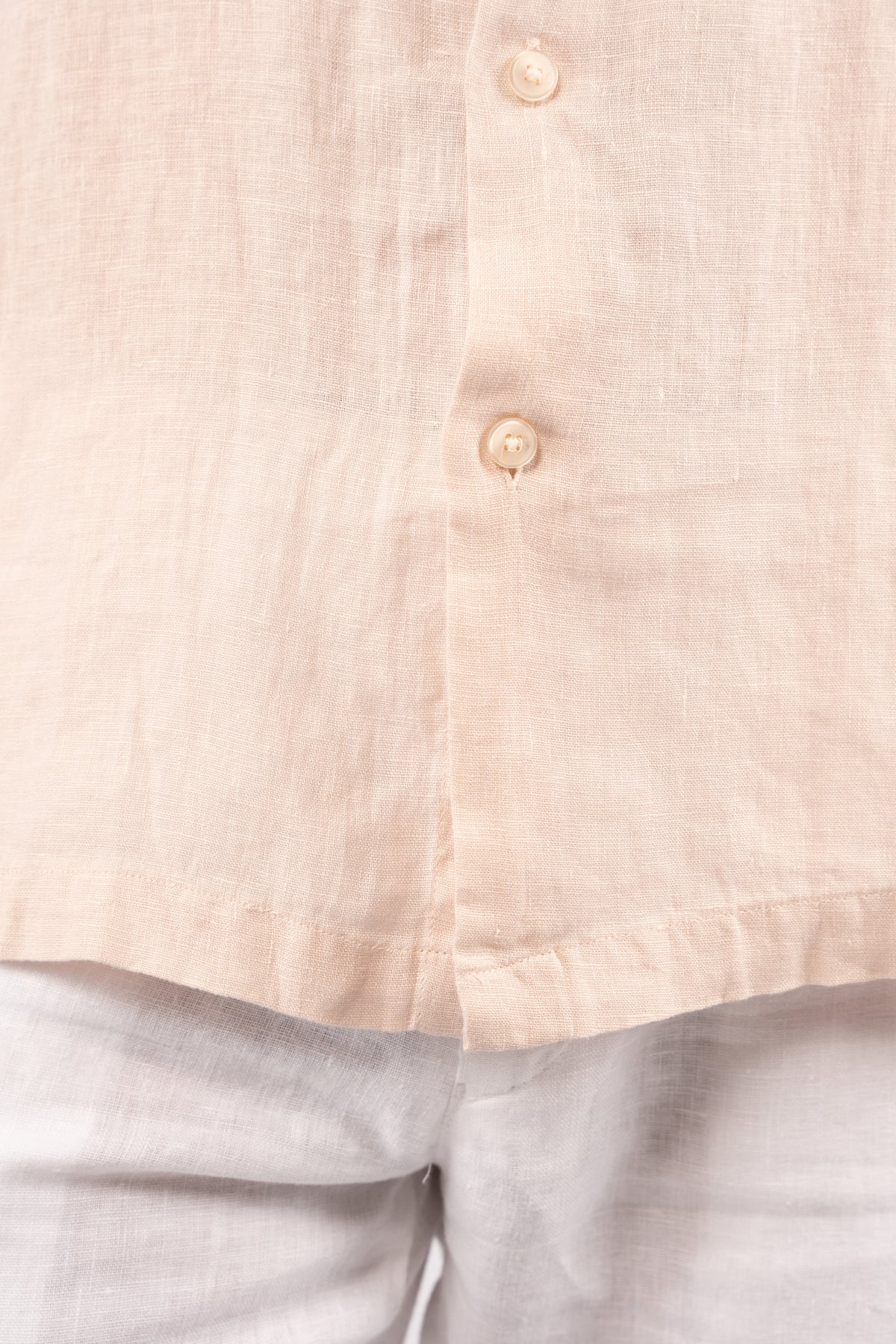 BEIGE HALF SLEEVE 100% LINEN SHIRT