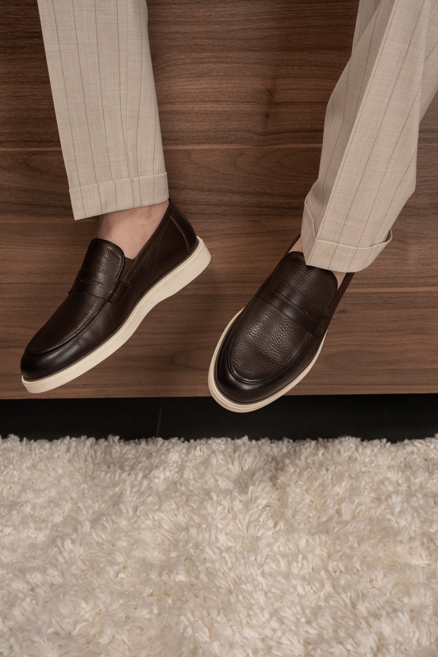 BEIGE LINED DOBETTI SUIT