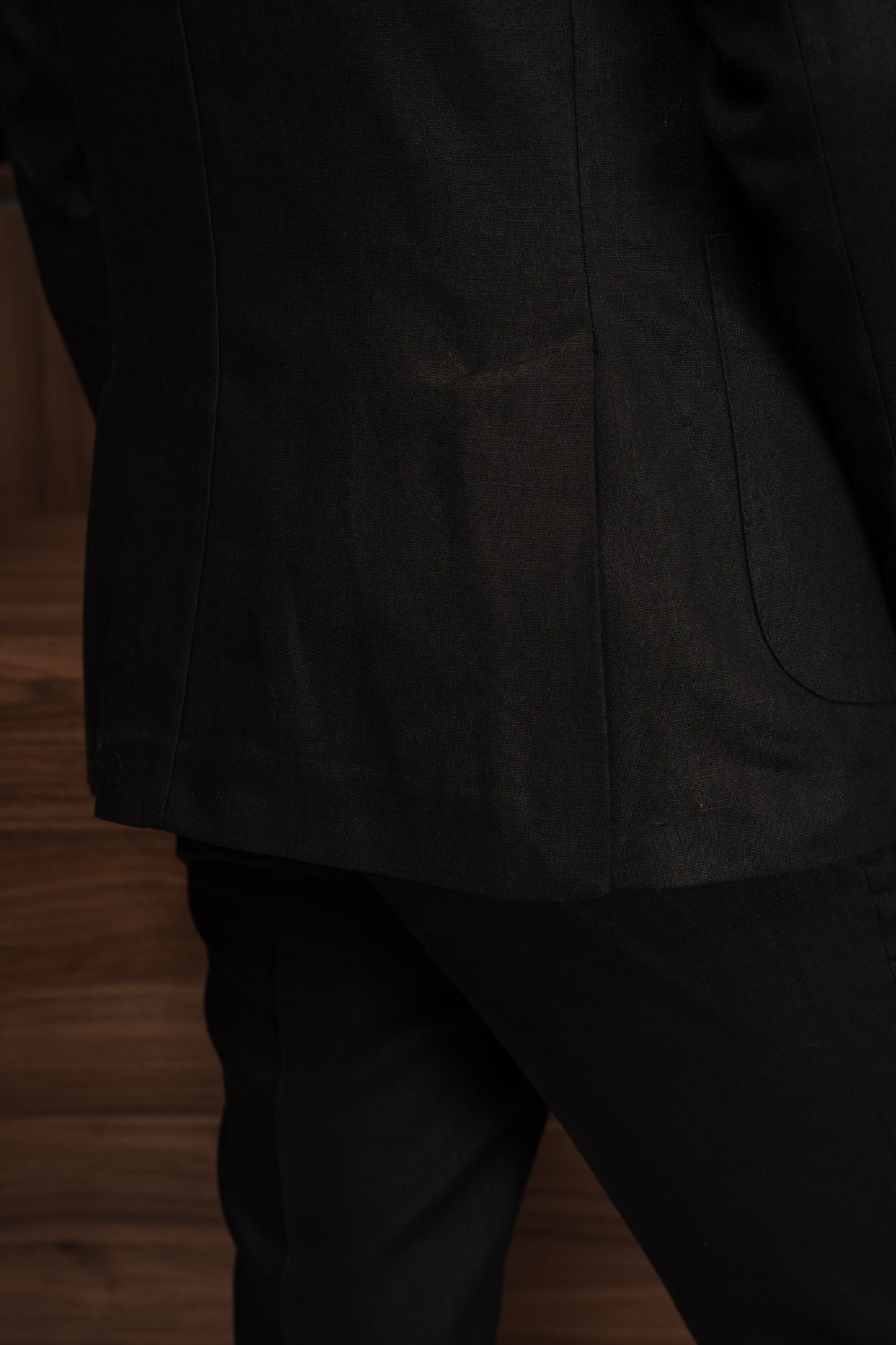 BLACK CASUAL LINEN SUIT
