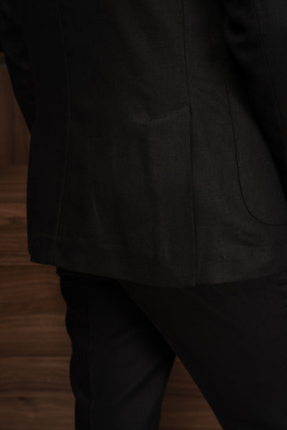 BLACK CASUAL LINEN SUIT