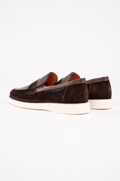 BROWN MIXED PENNY LOAFER