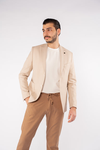 BEIGE ZIGZAG TEXTURE BLAZER