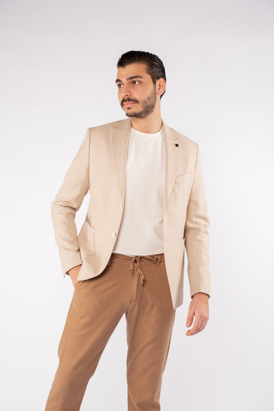 BEIGE ZIGZAG TEXTURE BLAZER
