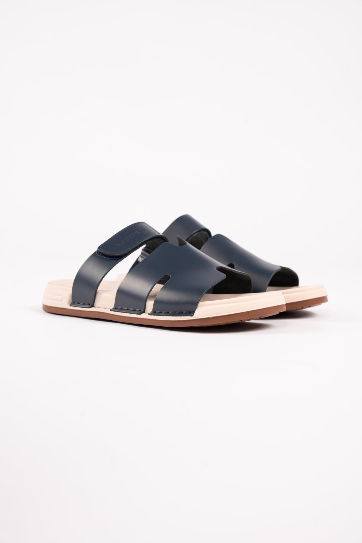 NAVY 100% LEATHER SLIPPERS