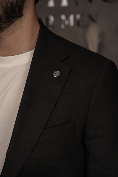 BLACK CASUAL LINEN SUIT