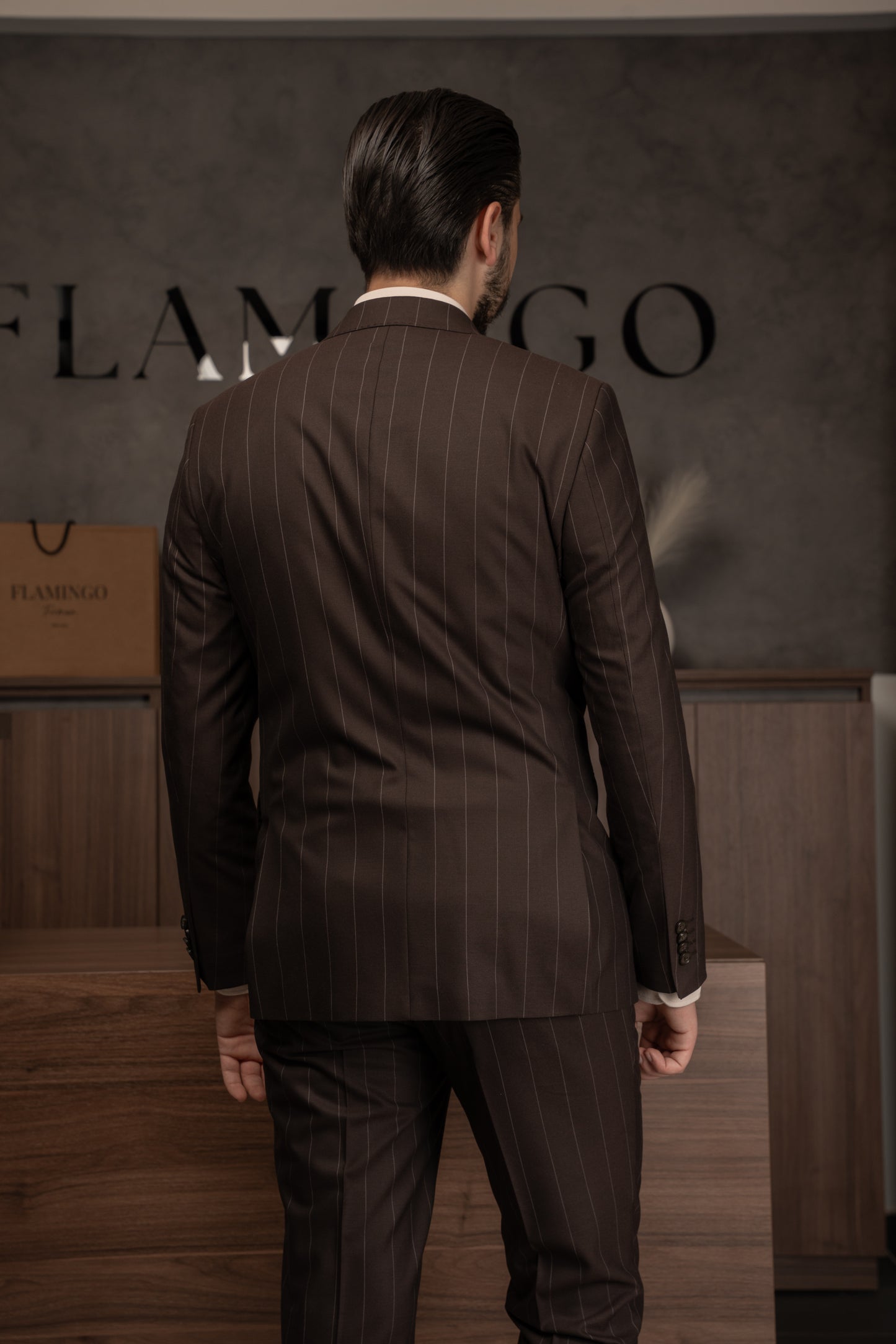 BROWN LINED DOBETTI SUIT