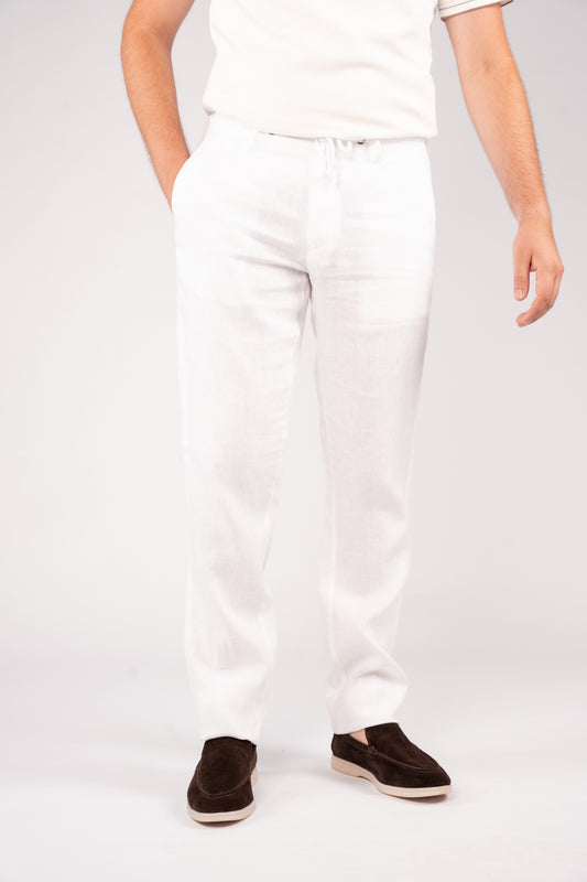 WHITE 100% LINEN TROUSER