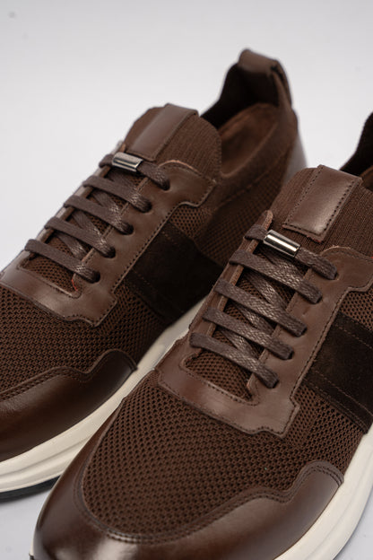 BROWN MIX MATERIAL SNEAKER