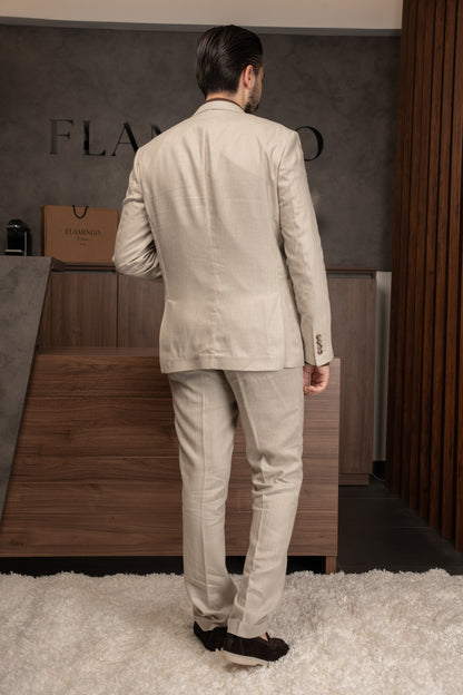 BEIGE CASUAL LINEN SUIT