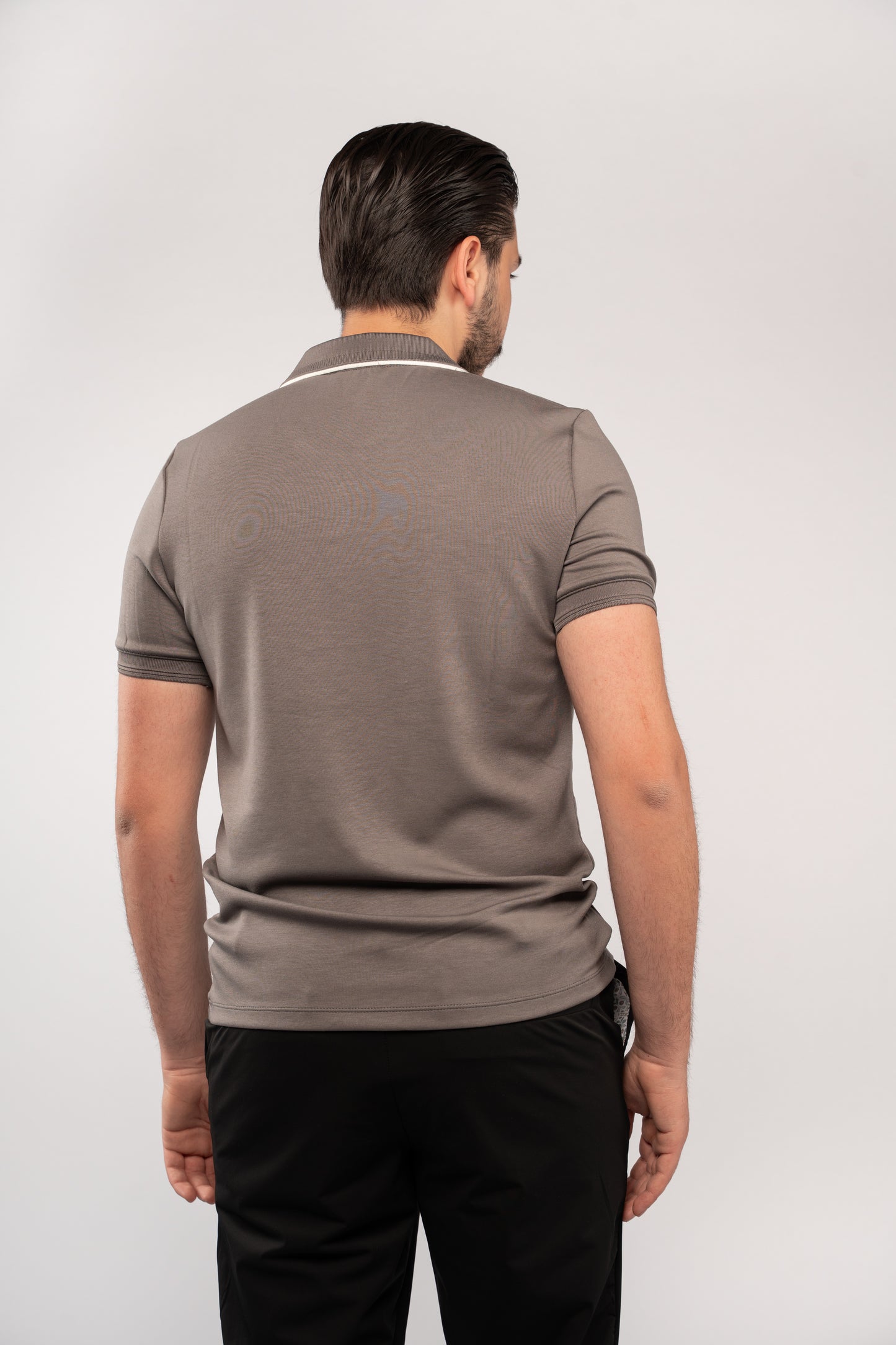 GREY CASUAL VNECK POLO
