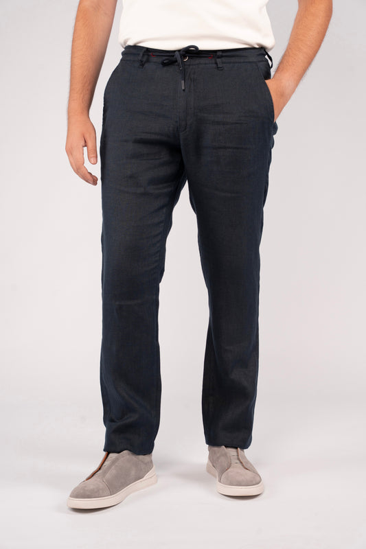 NAVY 100% LINEN TROUSER