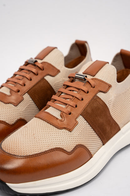 BEIGE HAVANA MIX MATERIAL SNEAKER