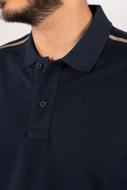 NAVY CASUAL BUTTON POLO
