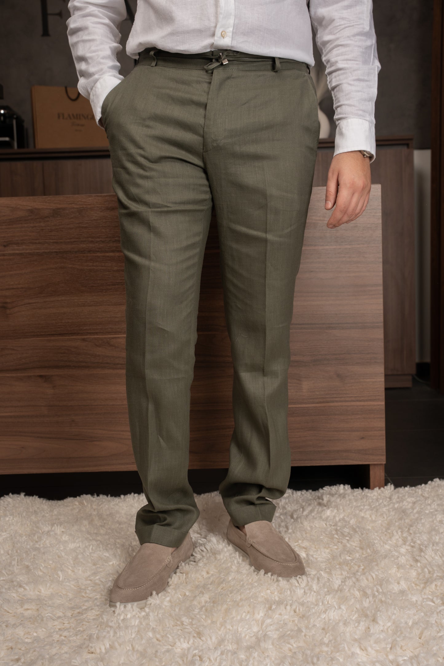 OLIVE CASUAL LINEN SUIT