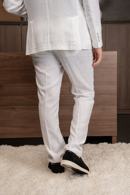 WHITE CASUAL LINEN SUIT
