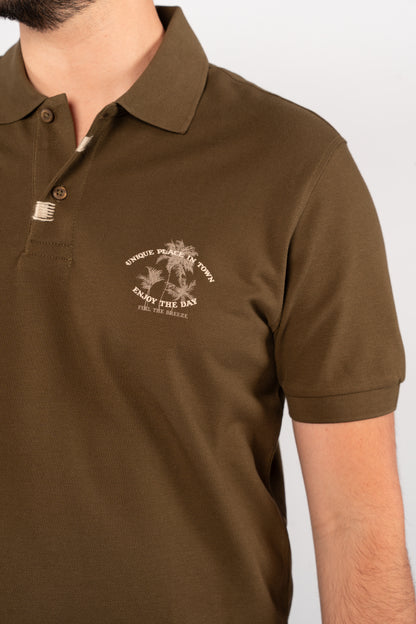 OLIVE MINIMAL PALM POLO