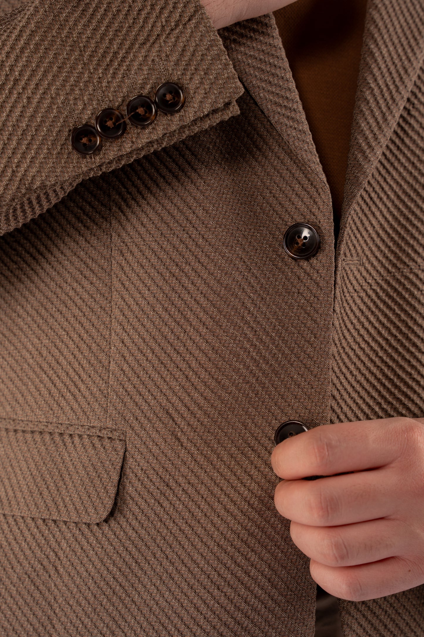 MOCHA DIAGONAL TEXTURE BLAZER