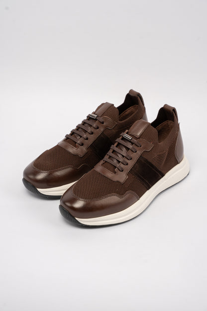 BROWN MIX MATERIAL SNEAKER