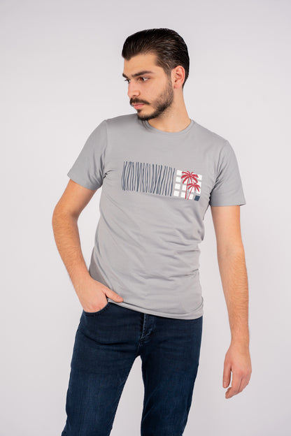BLUE GREY PALMS TSHIRT