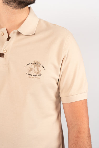 BEIGE MINIMAL PALM POLO