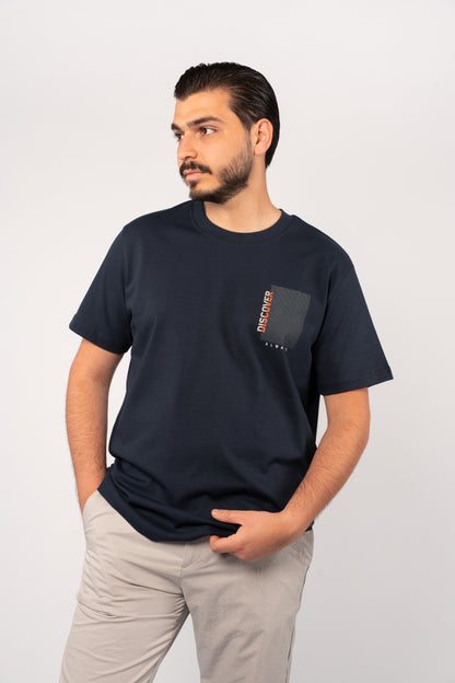 NAVY DISCOVER THICK RELAXED TSHIRT